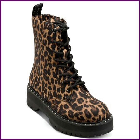 Lug Sole Lace Up Combat Boots Platform Heeled Ankle Boots - Picture 2 of 6